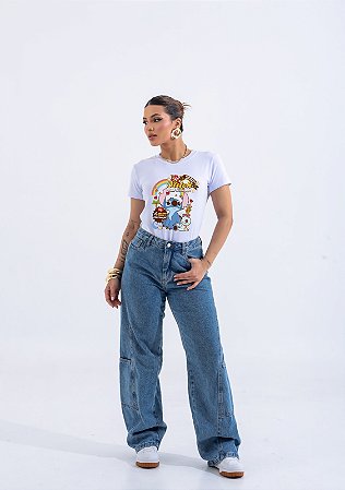 T-SHIRT STITCH ARCO-IRIS DTF BRANCO