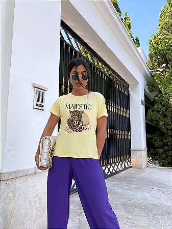 T-SHIRT MAJESTIC LEOPARD DTF AMARELO BEBÊ