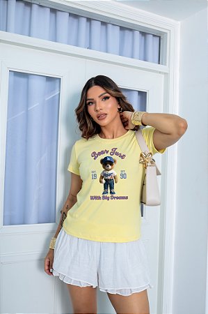 T-SHIRT URSO DODGERS DTF AMARELO BEBÊ