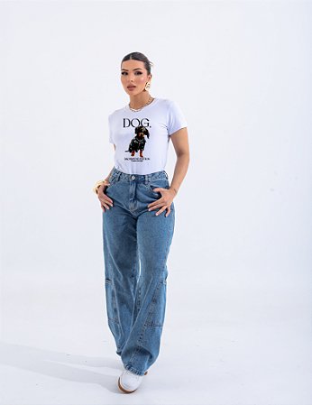 T-SHIRT DOG DACHSHUND DTF BRANCO