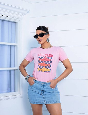 T-SHIRT PEIXES CÔTE A'ZUR DTF ROSA BEBÊ