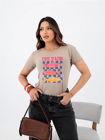 T-SHIRT PEIXES CÔTE A'ZUR DTF BEGE