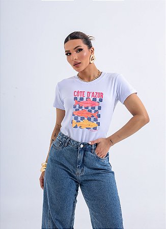 T-SHIRT PEIXES CÔTE A'ZUR DTF BRANCO