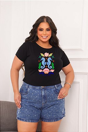 T-SHIRT PLUS SIZE CAVALO MARINHO SE O DTF XG