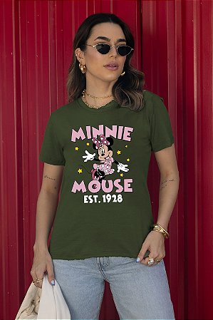 T-SHIRT MINNIE MOUSE 1928 DTF VERDE MILITAR