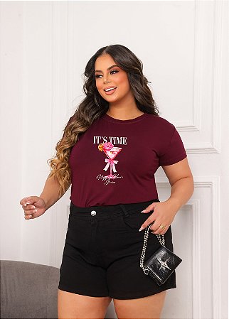 T-SHIRT PLUS SIZE IT'S TIME DRINK DTF MARSALA XG