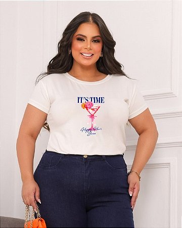 T-SHIRT PLUS SIZE IT'S TIME DRINK DTF OFF WHITE XG