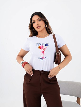 T-SHIRT IT'S TIME DRINK DTF OFF WHITE