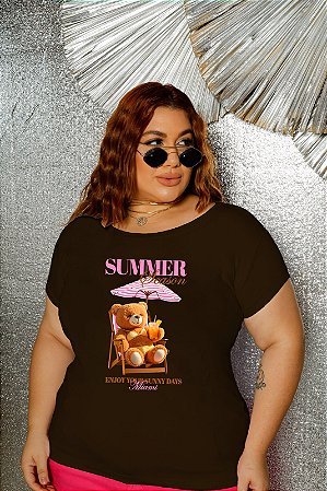 T-SHIRT PLUS SIZE URSO SUMMER SEASON DTF CHOCOLATE XG