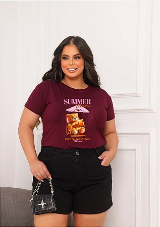 T-SHIRT PLUS SIZE URSO SUMMER SEASON DTF MARSALA XG