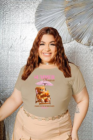T-SHIRT PLUS SIZE URSO SUMMER SEASON DTF BEGE XG