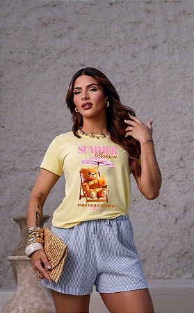 T-SHIRT URSO SUMMER SEASON DTF AMARELO BEBÊ