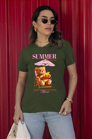 T-SHIRT URSO SUMMER SEASON DTF VERDE MILITAR