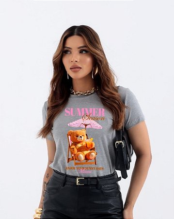 T-SHIRT URSO SUMMER SEASON DTF CINZA