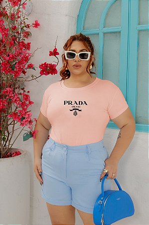 T-SHIRT PLUS SIZE PRADA DTF ROSA BEBÊ XG