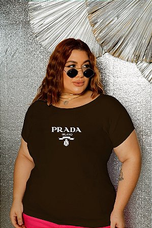 T-SHIRT PLUS SIZE PRADA DTF CHOCOLATE XG