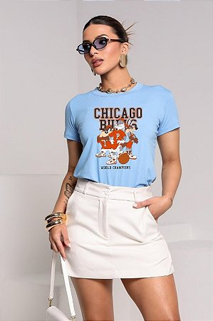 T-SHIRT CHICAGO LOONEY TUNES DTF AZUL BEBÊ