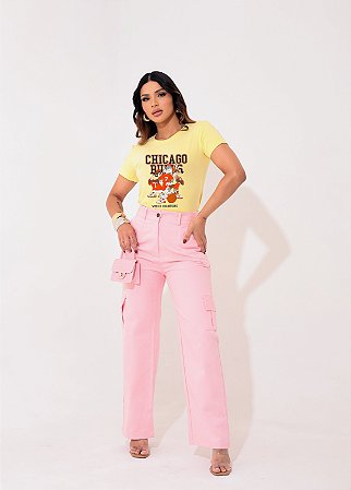 T-SHIRT CHICAGO LOONEY TUNES DTF AMARELO BEBÊ