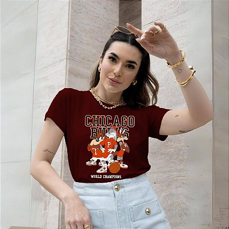 T-SHIRT CHICAGO LOONEY TUNES DTF MARSALA