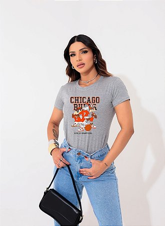 T-SHIRT CHICAGO LOONEY TUNES DTF CINZA