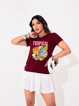 T-SHIRT ARARA TROPICAL DTF MARSALA