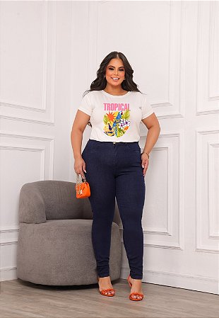 T-SHIRT PLUS SIZE ARARA TROPICAL DTF OFF WHITE XG