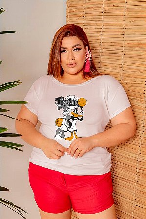 T-SHIRT PLUS SIZE PERNALONGA E PATOLINO DTF OFF WHITE XG