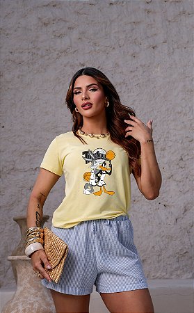 T-SHIRT PERNALONGA E PATOLINO DTF AMARELO BEBÊ
