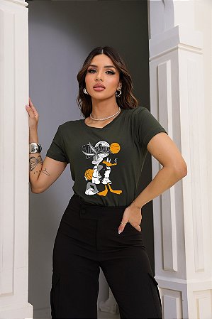 T-SHIRT PERNALONGA E PATOLINO DTF VERDE MILITAR