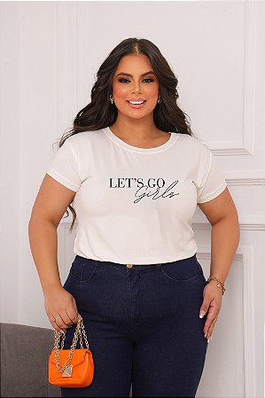 T-SHIRT PLUS SIZE LET'S GO GIRLS DTF OFF WHITE