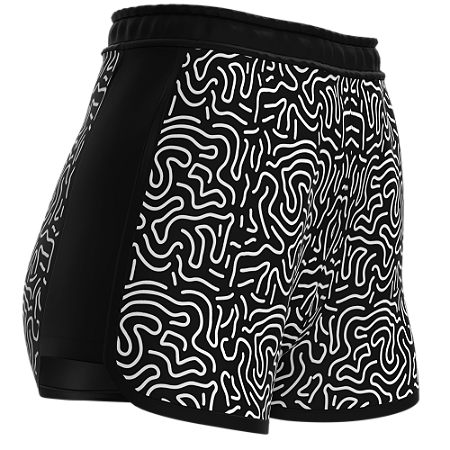 Short Beach Tennis Feminino Preto Estampado