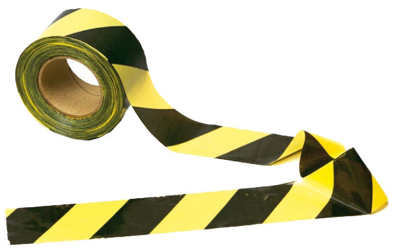 Fita Zebrada de Sinalização 200m Preto e Amarelo