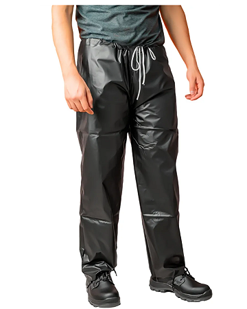 Calça de Chuva em PVC Preta Maicol Com Ajuste de Cordão - CA 37356