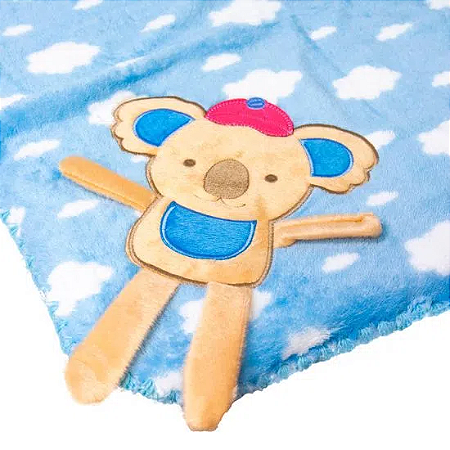 Cobertor de Microfibra Bordado Nuvem Azul Baby Joy