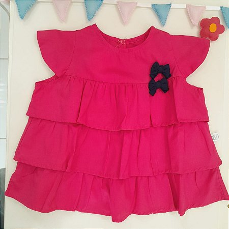 Vestido Tricoline Rosa Pink Tam G