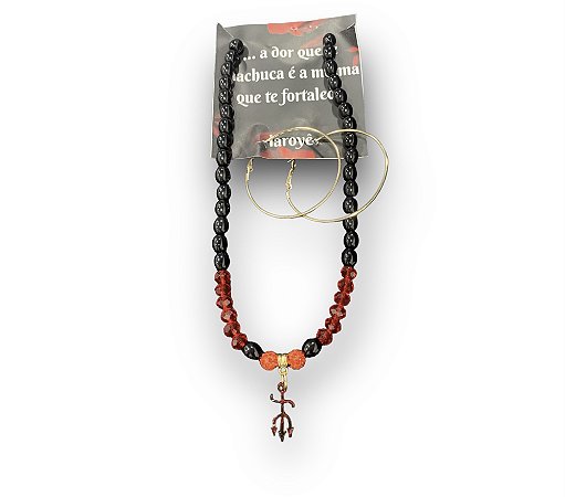 Conjunto Pombo Gira colar e brinco