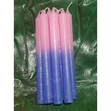 Vela palito bicolor rosa e azul Pct 8 Un