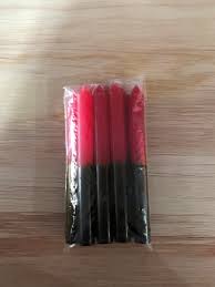 Vela palito bicolor vermelha e preto  Pct 8 Un