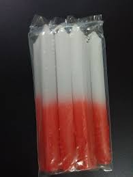 Vela palito branco e vermelha  Pct 8 Un