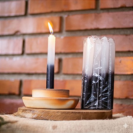 Vela palito bicolor branco e preto Pct 8 Un