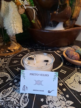 Vela Artesanal Linha De Direita-Preto Velho