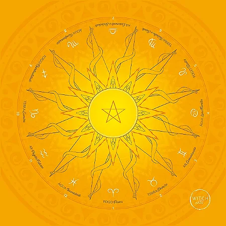Tolha De Tarot-Roda Da vida- 12 areas AMARELA