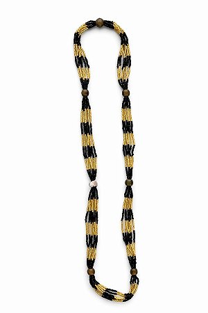 Fio de Conta 7 Voltas - Dourado Com Preto 30Cm