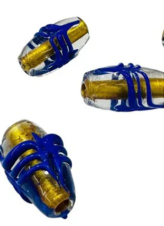 Firma De Murano -Dourado e detalhes em relevo azul-royal.