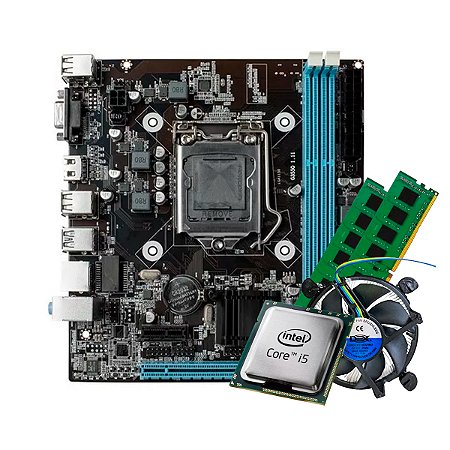 Kit Placa mãe Intel H61 + Processador Core i5 Quad-Core + Memória