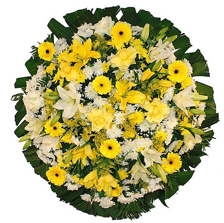 Coroa de Flores com gérberas, Lírios brancos