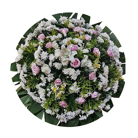 Coroa de Flores com Crisântemos, Lírios e Rosas