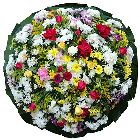 Coroa de Flores com Flores do campo e Rosas Variadas