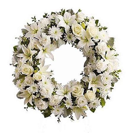 Coroa de Flores Estilo Arco Americano Com Flores Brancas