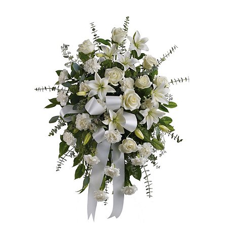 Coroa Elegante com Lírios, Rosas Colombianas, Crisântemos Especiais